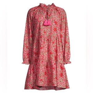 ROLLER RABBIT Rhody Janni Floral Print Tassel Shift Dress Pink XS